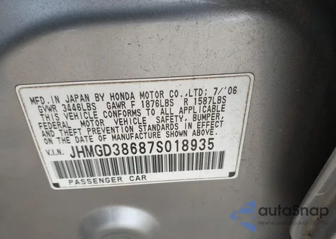 2007 Honda Fit Sport z USA, uszkodzony, nr VIN JHMGD38687S018935